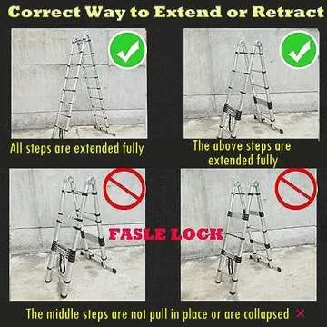 Lightweight 16.5FT Telescoping Aluminum Ladder 330lbs