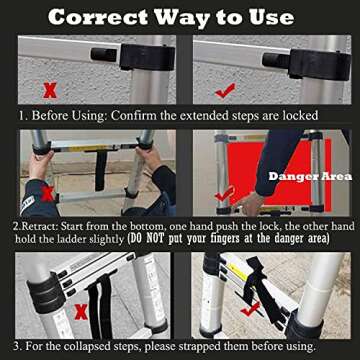 Lightweight 16.5FT Telescoping Aluminum Ladder 330lbs