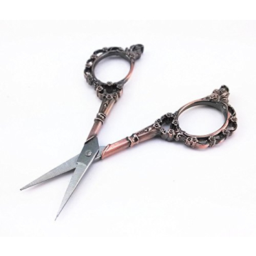 Yueton Vintage European Style Plum Blossom Embroidery Scissors