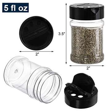 Yesland 20 Pack Plastic Spice Jars Bottles, 5 Oz PET Spice Containers BPA Free with Black Cap, Empty...