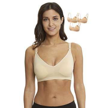 HOFISH Maternity Nursing Bras for Breastfeeding - 3 Pack Deep V Neck Wireless Bra with Extenders & C...