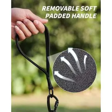 Joytale Long Leash for Dogs, Training Leash with Removable Padded Handle, Double Hook, 15FT/30FT/50FT/65FT Dog Obedience Recall Training Agility Lead for Play, Camping, Backyard Tie Out, Black, 15FT