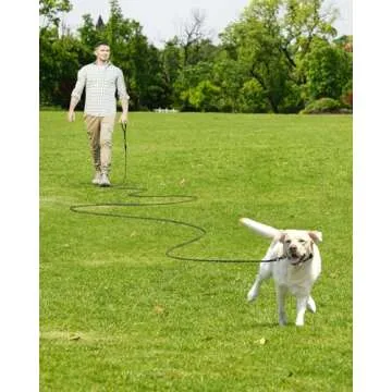 Joytale Long Leash for Dogs, Training Leash with Removable Padded Handle, Double Hook, 15FT/30FT/50FT/65FT Dog Obedience Recall Training Agility Lead for Play, Camping, Backyard Tie Out, Black, 15FT