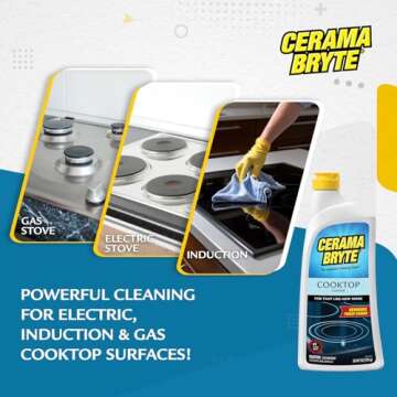 Cerama Bryte Cooktop and Stove Top Cleaner for Glass-Ceramic Surfaces, 2-28 oz