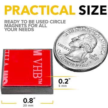 X-Bet Strong Magnets with Adhesive Backing - Square Heavy Duty Adhesive Magnets for Crafts, Fridge M...