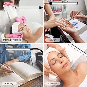 JCOTTON Bright LED Floor Lamp Adjustable Gooseneck Standing Eyelash Light for Eyelash Extensions Facial Spa Salon Makeup Task Reading lamp