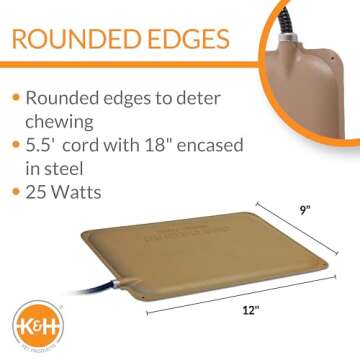K&H Heated Extreme Weather Outdoor Kitty Pad - Waterproof Pet Warmer for Cats