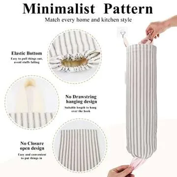 TOGETRUE Plastic Bag Holder, Wall Mount Grocery Bag Holder, Reusable Trash Bag Organizer for Home Ki...