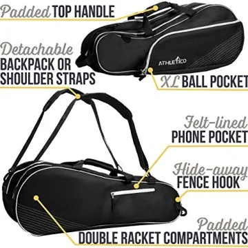 Athletico 6 Racquet Tennis Bag for Players of All Levels