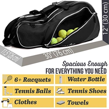 Athletico 6 Racquet Tennis Bag for Players of All Levels
