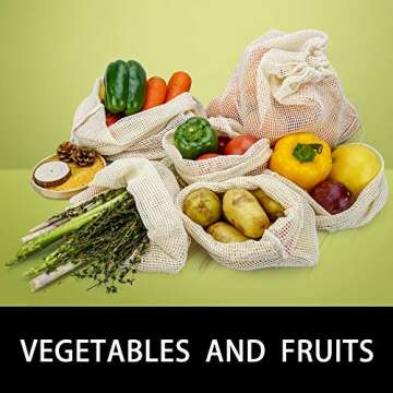 Eco-Friendly Reusable Organic Cotton Mesh Produce Bags for Sustainable Shopping