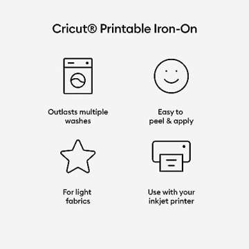 Cricut Printable Iron-On Vinyl for Light Fabric Bundle - Heat Transfer Paper for Custom Shirt Making, Durable HTV Materials for Creating Custom Printable Designs for Bags, For Use with Inkjet Printers