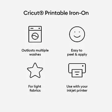 Cricut Printable Iron-On Vinyl for Light Fabric Bundle - Heat Transfer Paper for Custom Shirt Making, Durable HTV Materials for Creating Custom Printable Designs for Bags, For Use with Inkjet Printers