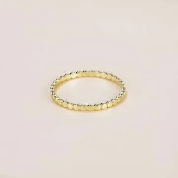 Mameloly 1.5mm 14K Gold Plated Wedding Bands for Women Dainty Stackable Thin Dot Ring Statement Ring Size 5.5
