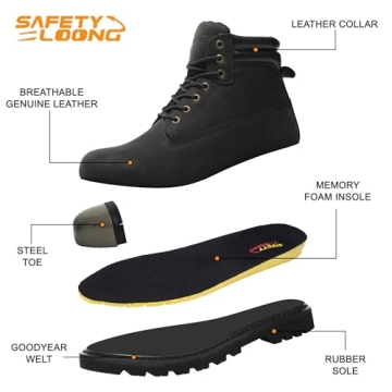 SAFETY LOONG Waterproof Steel Toe Boots for Men