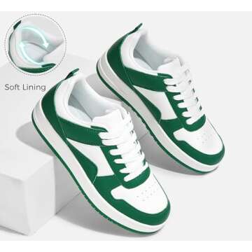 LUCKY STEP Women Fashion Sparkle Rhinestone Sneakers White Leather Low Top Tennis Shoes Lace Up Casu...