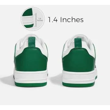 LUCKY STEP Women Fashion Sparkle Rhinestone Sneakers White Leather Low Top Tennis Shoes Lace Up Casual Comfortable Walking Shoe(Green/White,9)