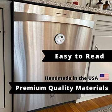 Clean Dirty Dishwasher Magnet | Reversible Sign Looks Great on Stainless Steel | Clean Farmhouse Design Decor | Strong Magnet | Engraved on Premium Materials | Won't Fade like a Sticker