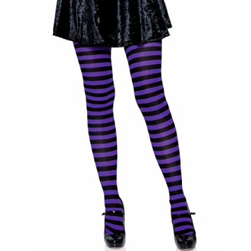 Leg Avenue Women's Nylon Striped Tights - Black & Purple, One Size Limited Edition