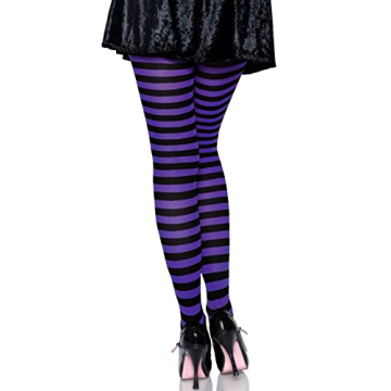 Leg Avenue Women's Black & Purple Striped Tights