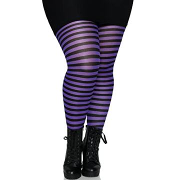Leg Avenue Women's Black & Purple Striped Tights