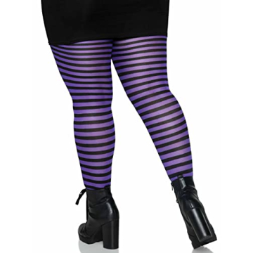 Leg Avenue Women's Black & Purple Striped Tights