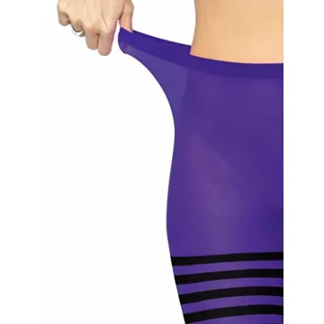 Leg Avenue Women's Black & Purple Striped Tights