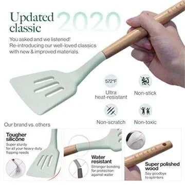 LEVER Silicone Kitchen Utensil Set - 9 Pieces, Nonstick Cookware Set, Dishwasher Safe