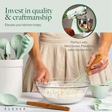 LEVER Silicone Kitchen Utensil Set - 9 Pieces, Nonstick Cookware Set, Dishwasher Safe