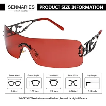 Trendy SENMARIES Rimless Y2K Sunglasses for All