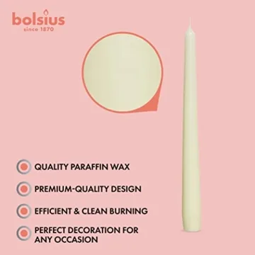 Bolsius Ivory Candles - Elegant Dripless Taper Candle Set