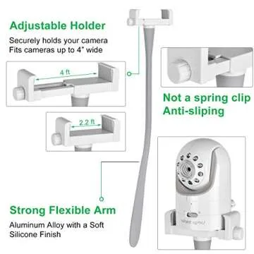 Baby Monitor Mount Camera Shelf Compatible with Infant Optics DXR 8 & DXR-8 Pro and Most Other Baby Monitors,Universal Baby Camera Holder,Attaches to Crib Cot Shelves or Furniture (Gray)