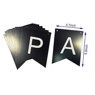 Black Happy Birthday Banner, Black Happy Birthday Bunting Banner with White Letters Birthday Party Decoration Supplies