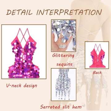 Leemiman Women Latin Dance Dress Backless Sexy Sequin Fringe Dress Ballroom Dancing Performance Costume Silver