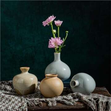 Vase Retro Ceramic Vase Simple Flower Vase Home Vase Desktop Decoration Ornament Interior Decoration Living Room Vase Home Decor (Color : B, Size : 2.8 * 2.8in)