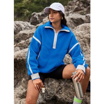 Yanekop Womens Fleece Sherpa Pullover Cozy Stylish Pockets