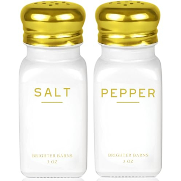 Gold Salt and Pepper Shakers Set by Brighter Barns - Modern Kitchen Decor for Home