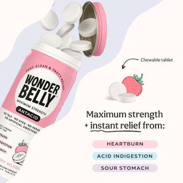 Wonderbelly Antacid, Effective Heartburn and Instant Acid Indigestion Relief, Extra Strength Chewabl...