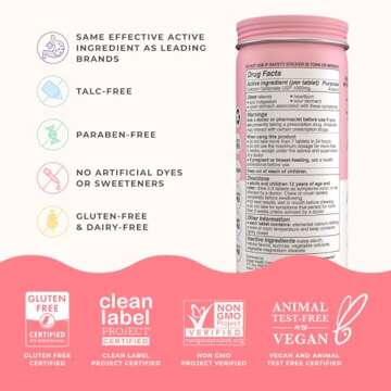 Wonderbelly Antacid, Effective Heartburn and Instant Acid Indigestion Relief, Extra Strength Chewable Tablets, 1000 mg Calcium Carbonate, No Talc or Dye, Strawberry Milkshake, 60 Count