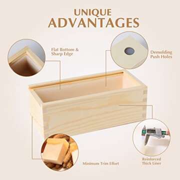 Small Rectangle Silicone Soap Mold with Wooden Box - Perfect for DIY Crafts