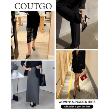 Coutgo Slingback Kitten Heels - Stylish & Comfortable Pumps