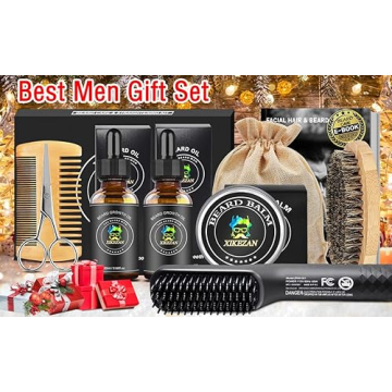 Beard Grooming Kit with Straightener and Essentials for Men