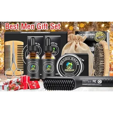 Beard Grooming Kit with Straightener and Essentials for Men