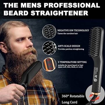 Beard Grooming Kit with Straightener and Essentials for Men