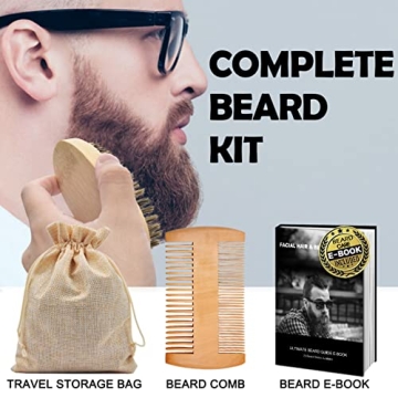 Beard Grooming Kit with Straightener and Essentials for Men