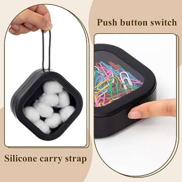 Kathfly 6 Pcs Hair Tie container Qtip Dispenser Organizer Hair Tie holder Travel Portable Qtip Bobby Pin Holder Cotton Swabs Dispenser women Hair Bathroom Storage Accessory(Black)