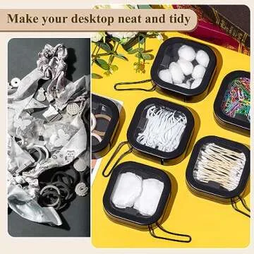 Kathfly 6 Pcs Hair Tie container Qtip Dispenser Organizer Hair Tie holder Travel Portable Qtip Bobby Pin Holder Cotton Swabs Dispenser women Hair Bathroom Storage Accessory(Black)