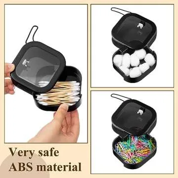 Kathfly 6 Pcs Hair Tie container Qtip Dispenser Organizer Hair Tie holder Travel Portable Qtip Bobby Pin Holder Cotton Swabs Dispenser women Hair Bathroom Storage Accessory(Black)