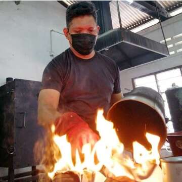 RAAQUU Koban 7" Pottery Home Decor Vase - Carbon Half Copper Matte - Boho Wall Art