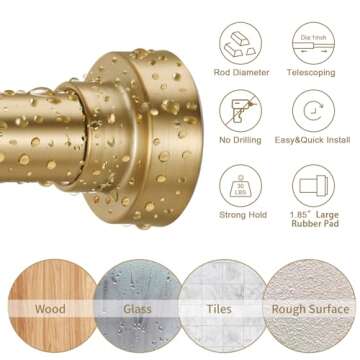 YNL Tension Curtain Rod 34-66 Inch, Adjustable Spring Tension Curtain Rod No Drilling, Non-Slip, Nev...